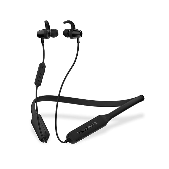 MadRabbit Trip Pro in-Ear Wireless Neckband Bluetooth Earphones with Magnetic ON/Off, Upto 80H Playtime,Advanced chipset, Dual Pairing, 10MM Driver, Type-C, IPX5 (Black)