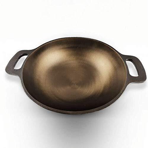 Cast Iron Kadhai Wok for Cooking (Pre-Seasoned, Smooth) by Indus Valley